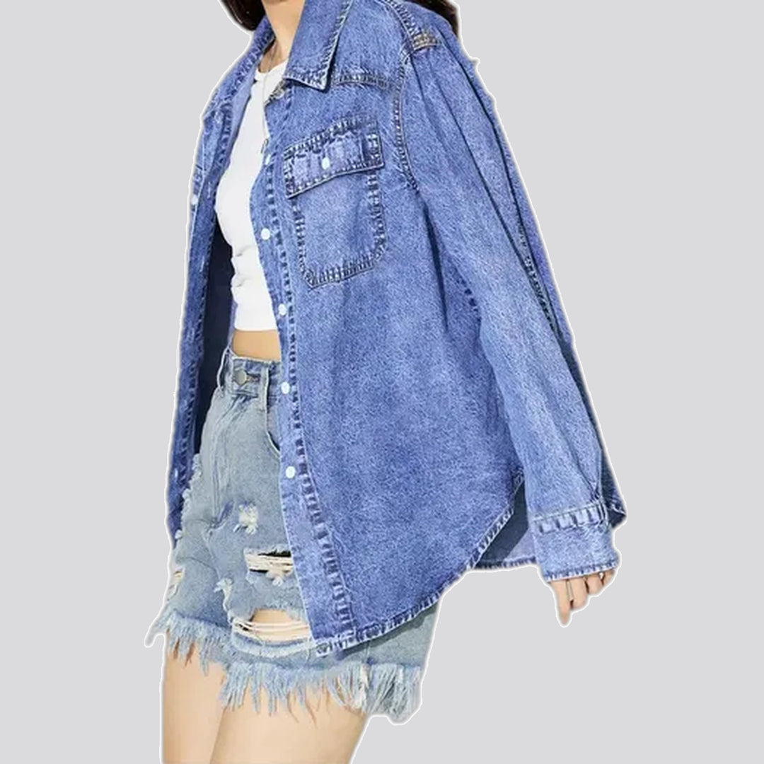 Fashionable oversized acid women's denim jacket