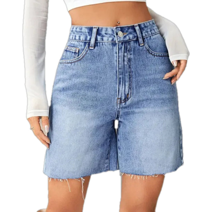 Raw Hem Fashion Women's Jean Shorts - Light Blue