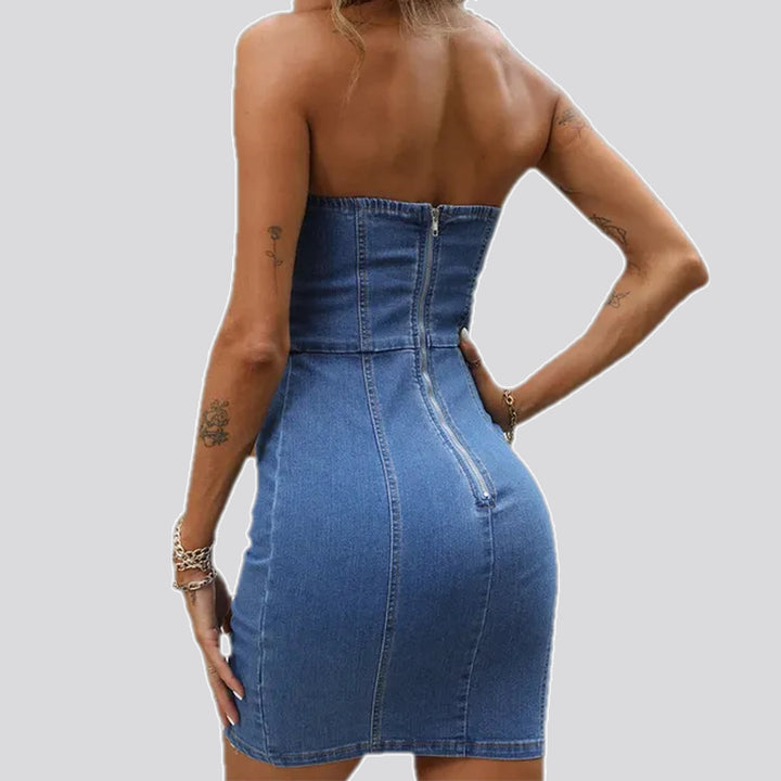 Bodycon elastic stylish jean dress