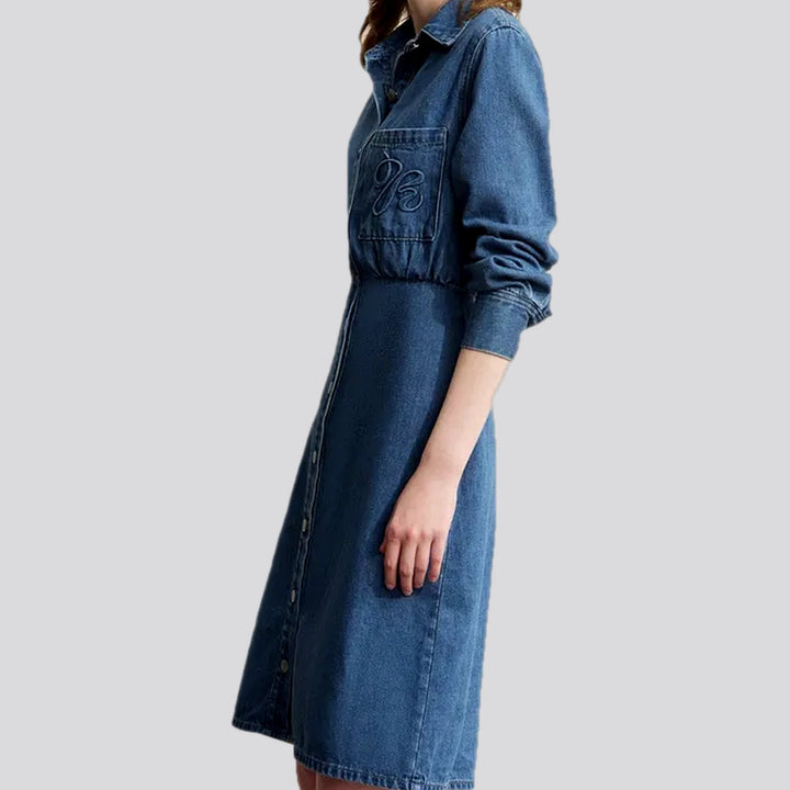 Shirt style casual medium denim dress