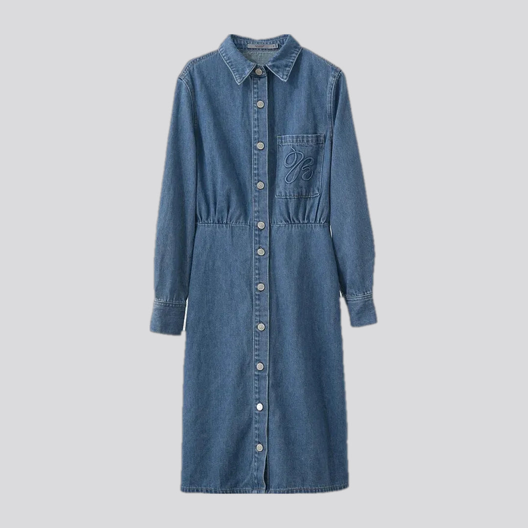 Shirt style casual medium denim dress