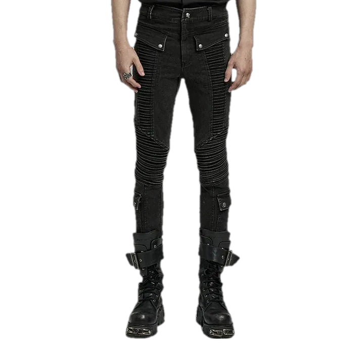 Fashionable Mid-rise Vintage Men's Jeans - Black