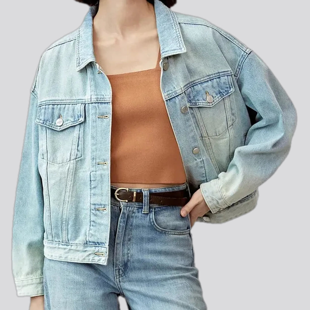 Fashionable oversized jean jacket for women