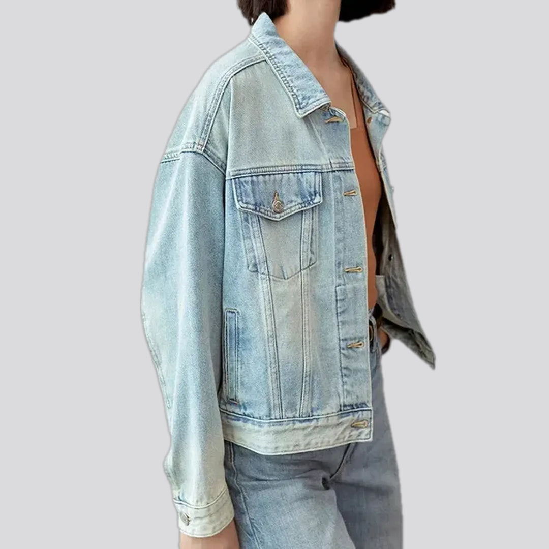 Fashionable oversized jean jacket for women