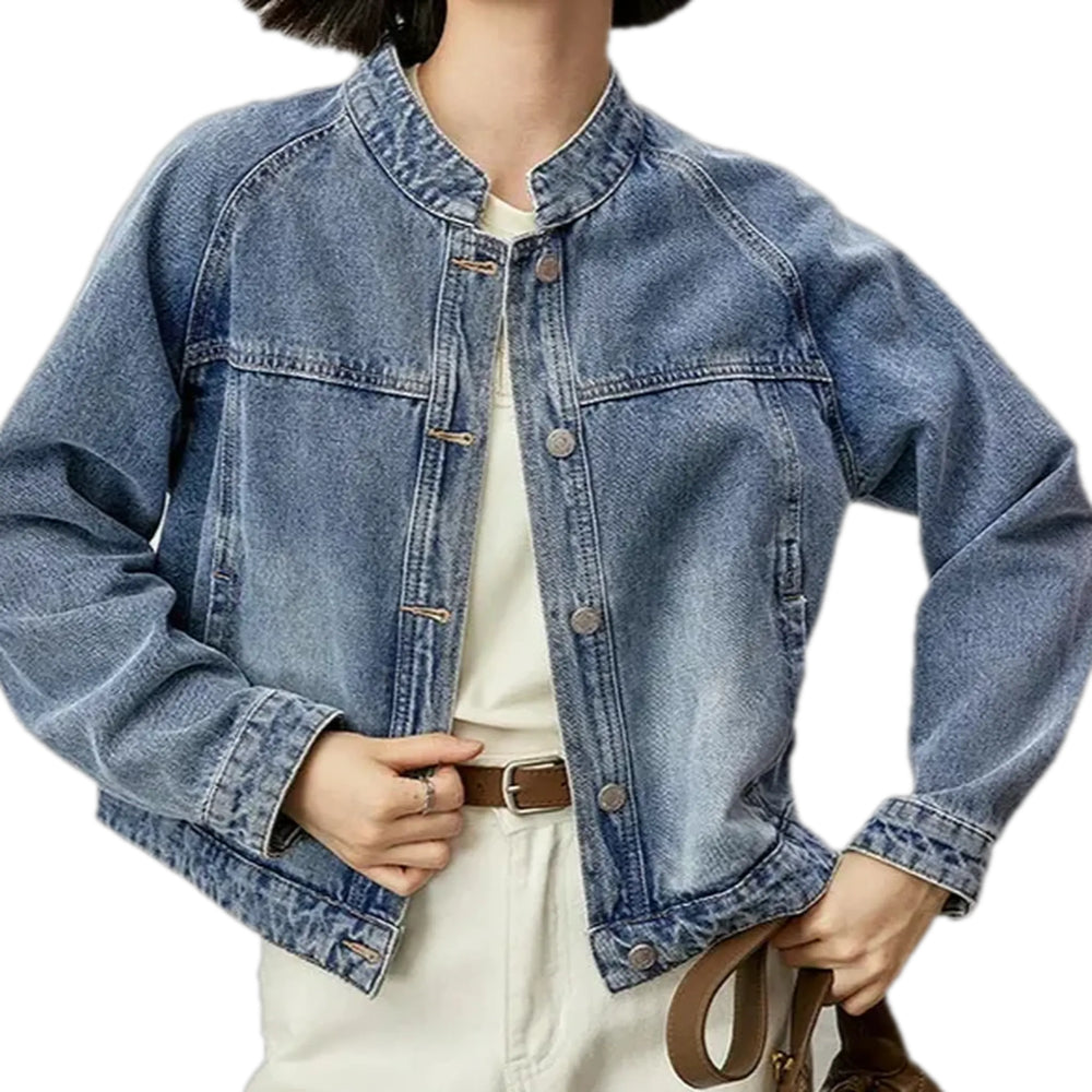 Trendy Casual Oversized Jean Jacket for Women - Blue