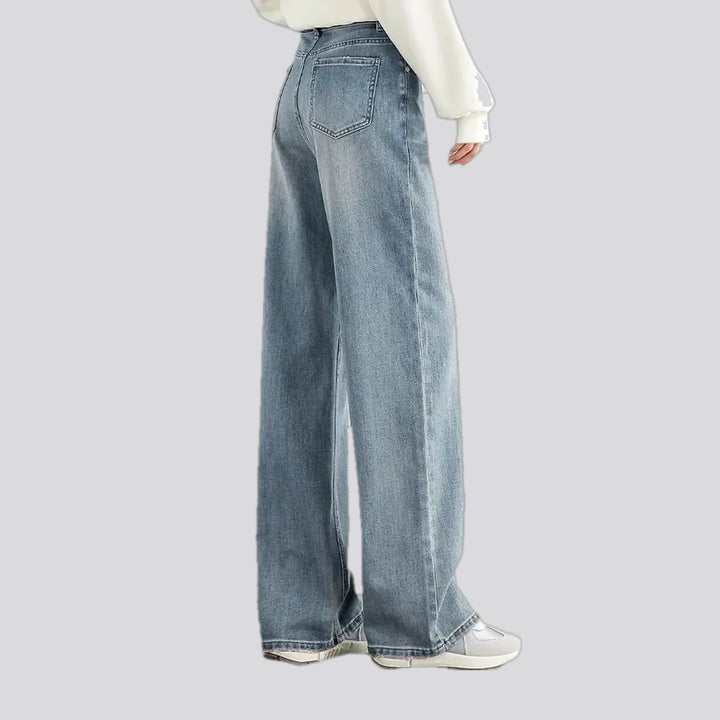 Faded lines casual high waist women's jeans