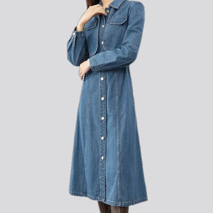 Fashionable a line shirt denim dress