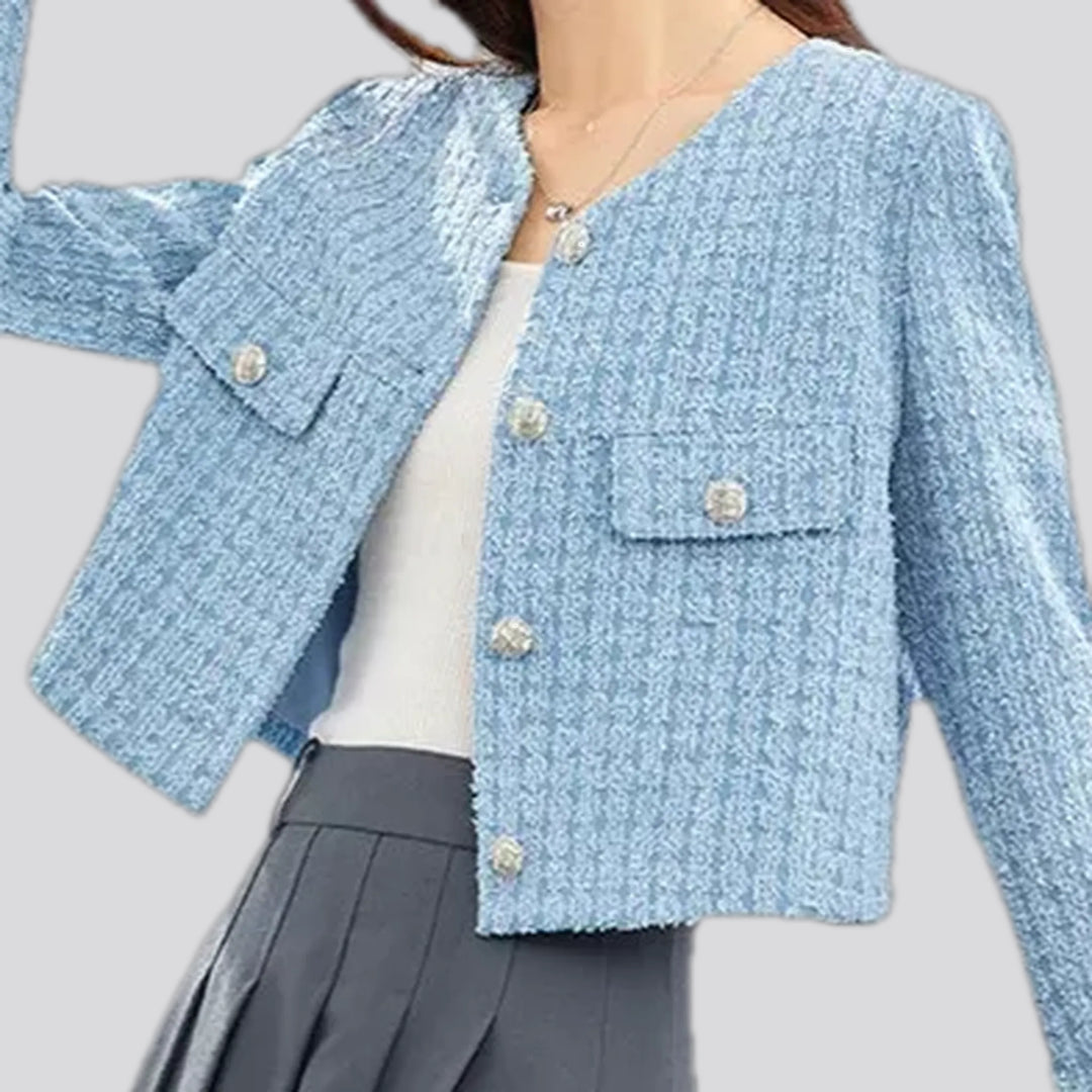 Embroidered extra-large jean blazer for women