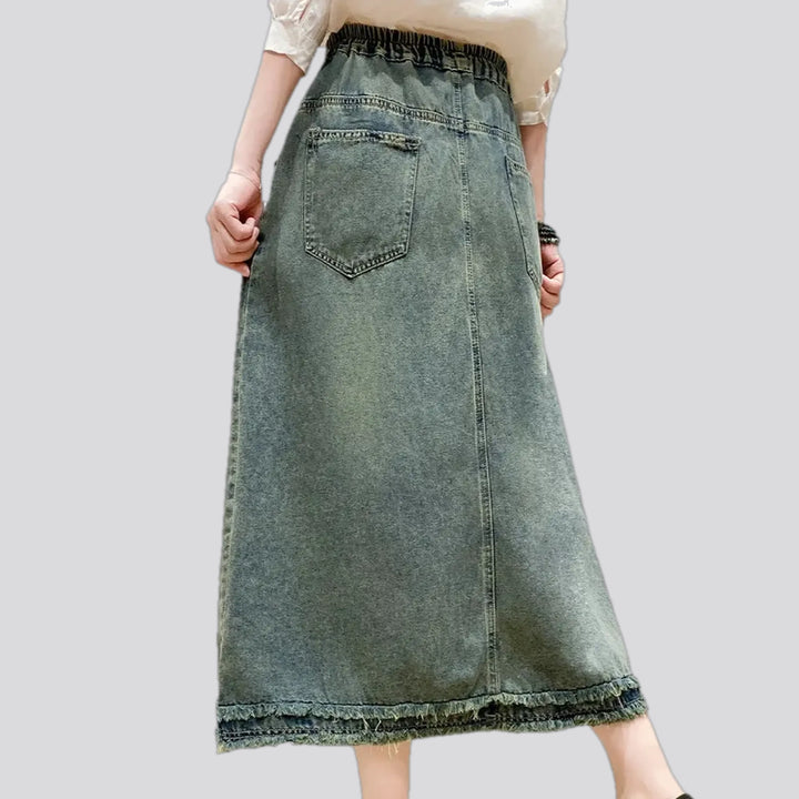 Boho style ragged jeans skirt