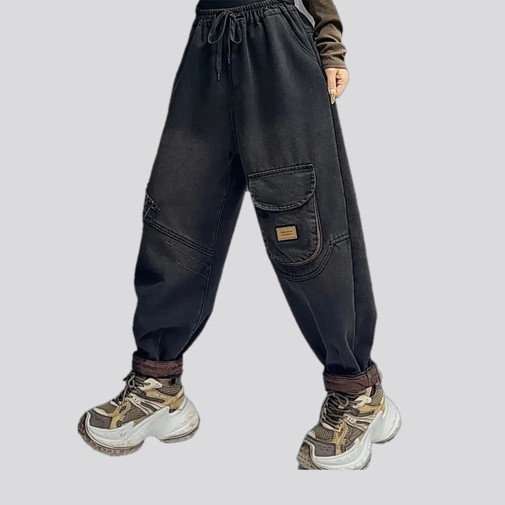 Retro baggy-fit women's denim joggers