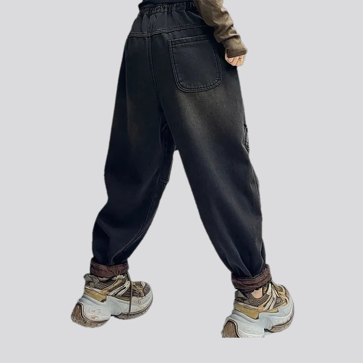 Retro baggy-fit women's denim joggers