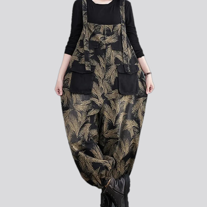 Graphic casual slouchy jean dungaree for women