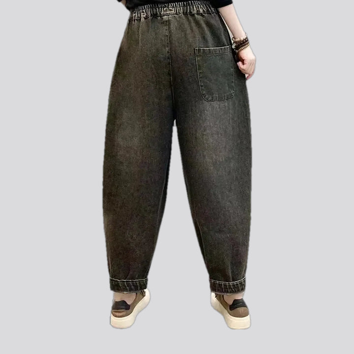 Vintage butterfly decor women's denim joggers