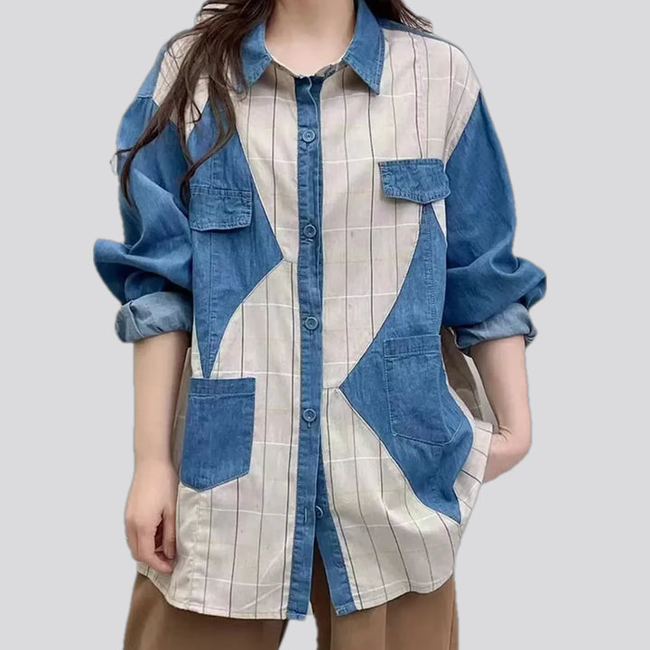 Oversized fashion denim shirt for women