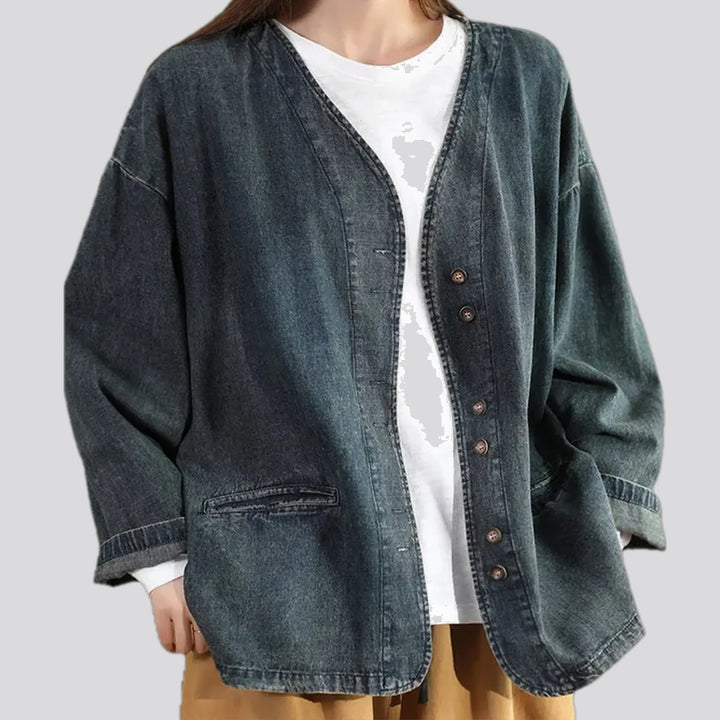 Casual retro oversized women's jeans chore jacket