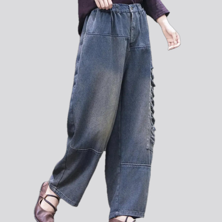 Mid waist stylish denim joggers for ladies