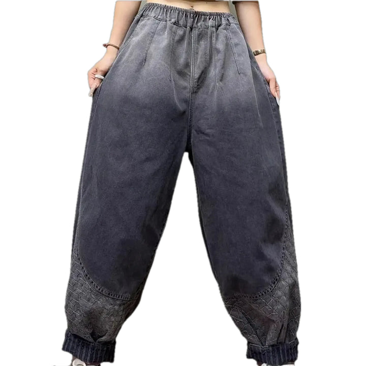 Mid-waist Stylish Women's Jean Joggers - Grey