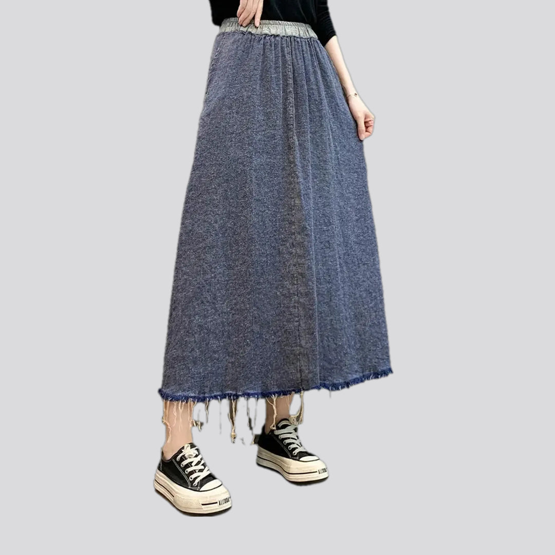 Vintage frayed denim skirt