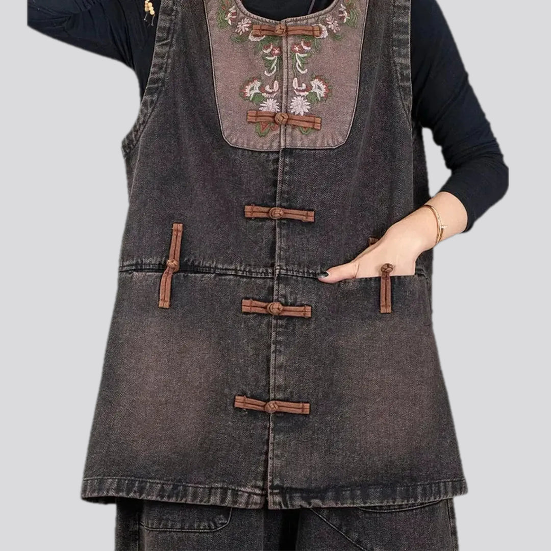 Extra large fit boho vintage women's denim vest