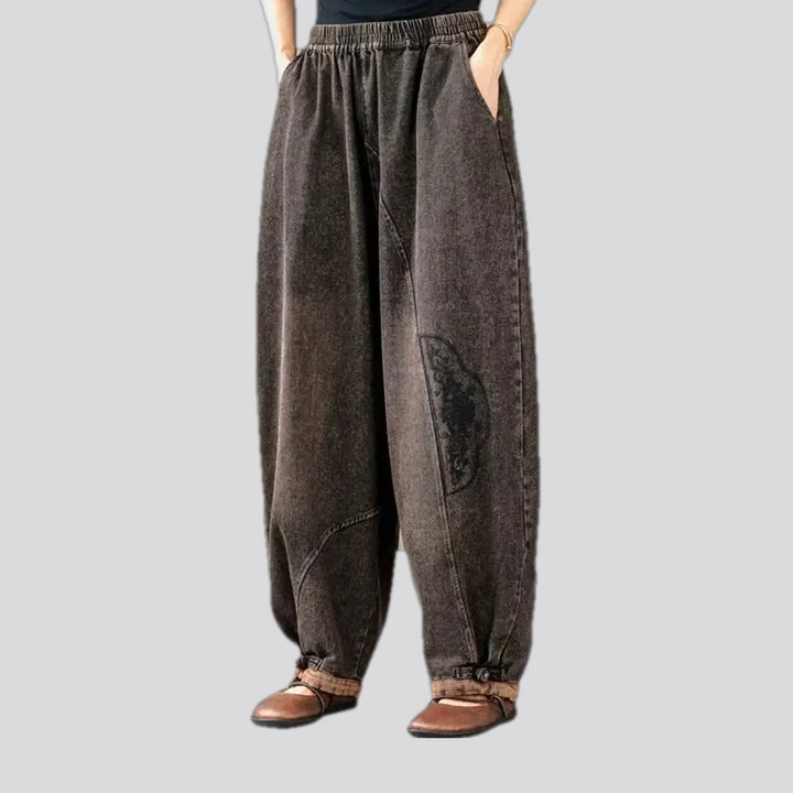 Adjustable hem boho women's jean joggers