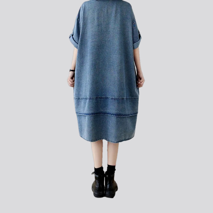 Washed out casual midi jeans dress