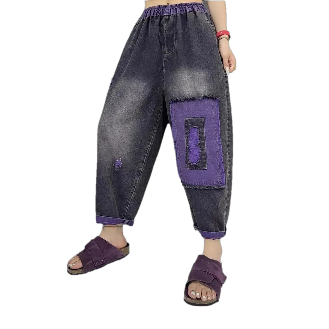 Mid Rise Denim Joggers for Women - Violet