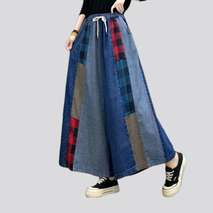 Mixed patterns fashion women's jean culottes