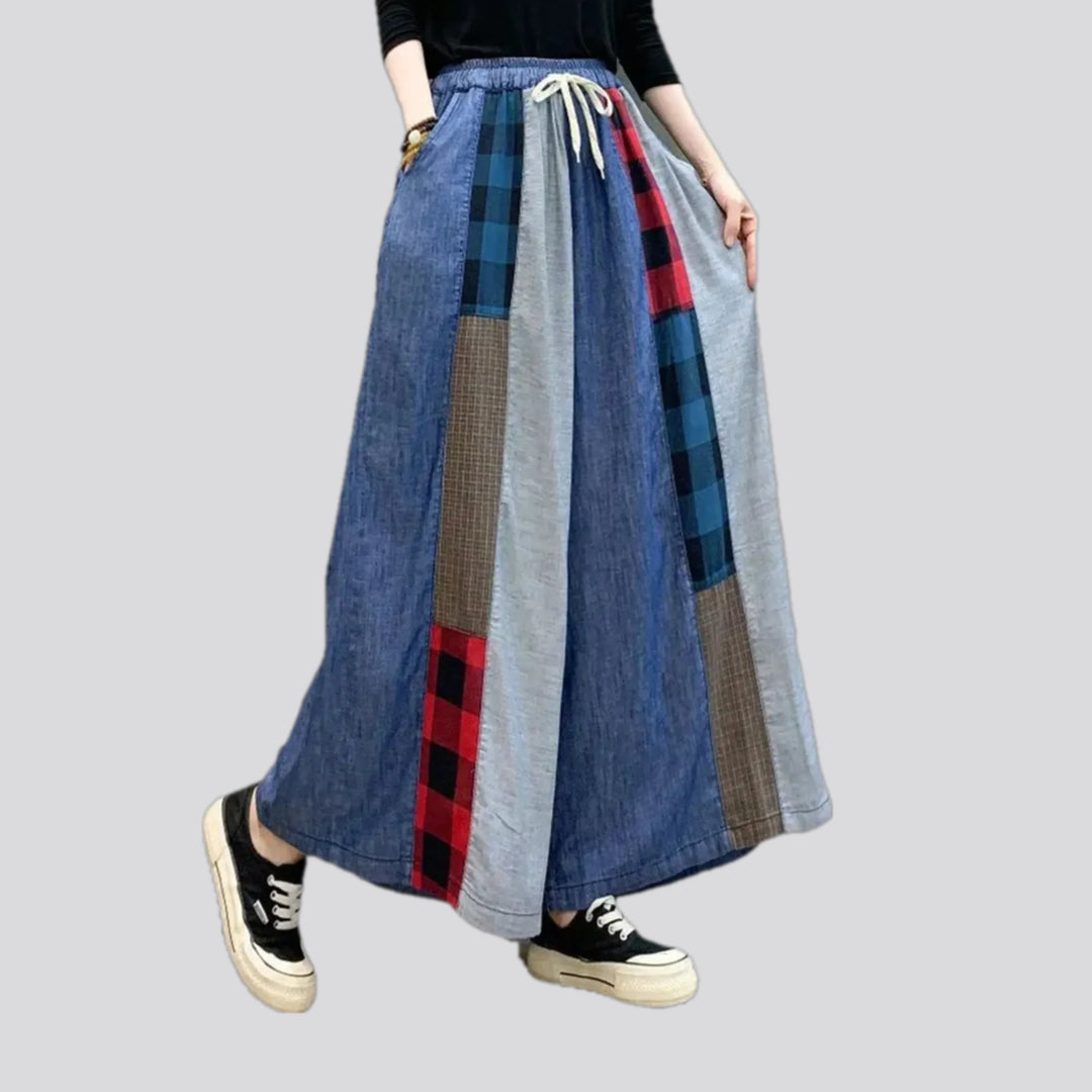 Mixed patterns fashion women's jean culottes