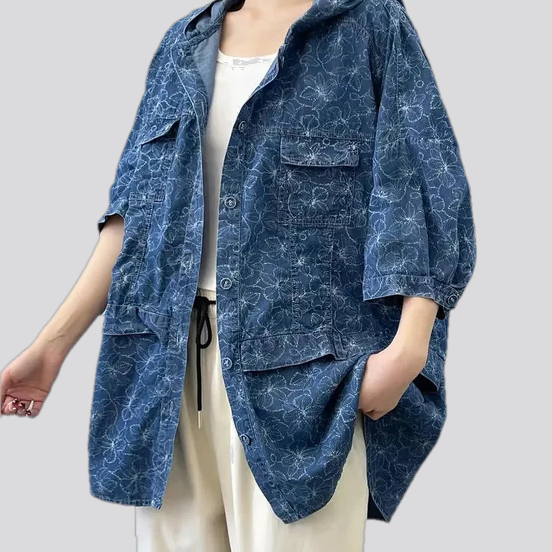 Floral women's jeans jacket