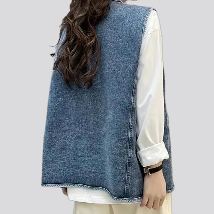 Casual oversized women's jean vest