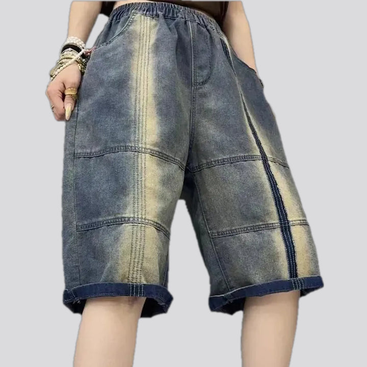 Fashionable multicolor baggy women's jean shorts