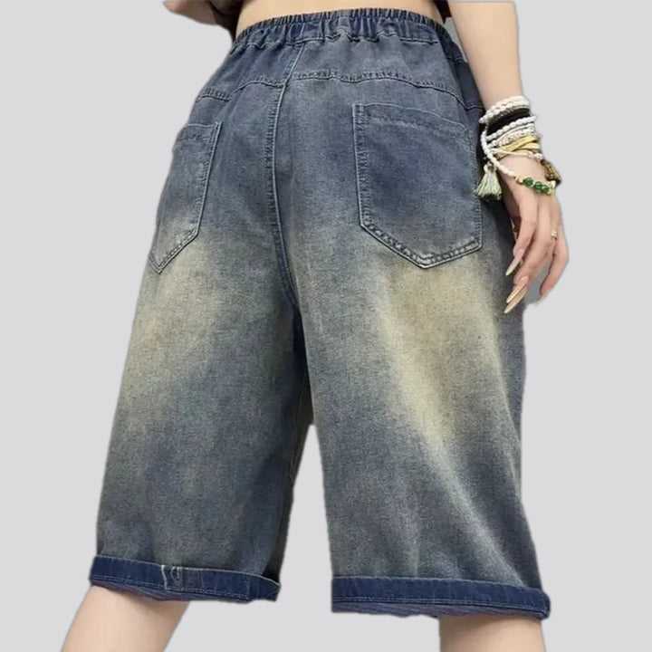 Fashionable multicolor baggy women's jean shorts