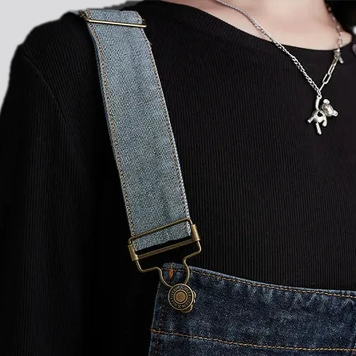 Dark pattern women's denim dungaree