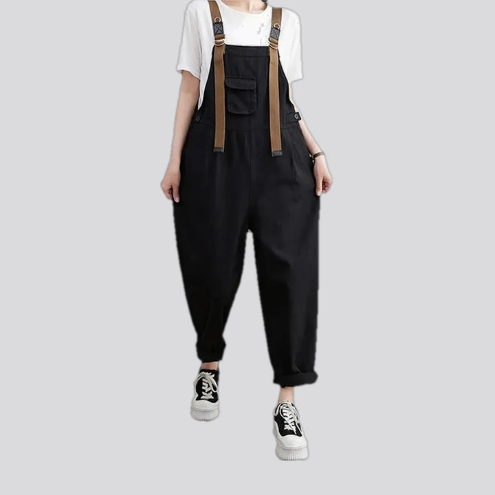 Baggy style monochrome women's denim overall