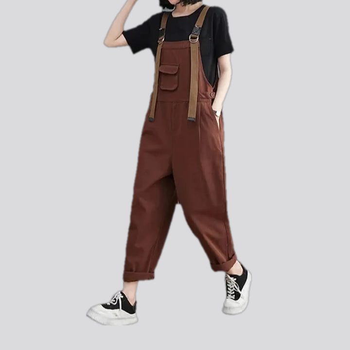 Baggy style monochrome women's denim overall