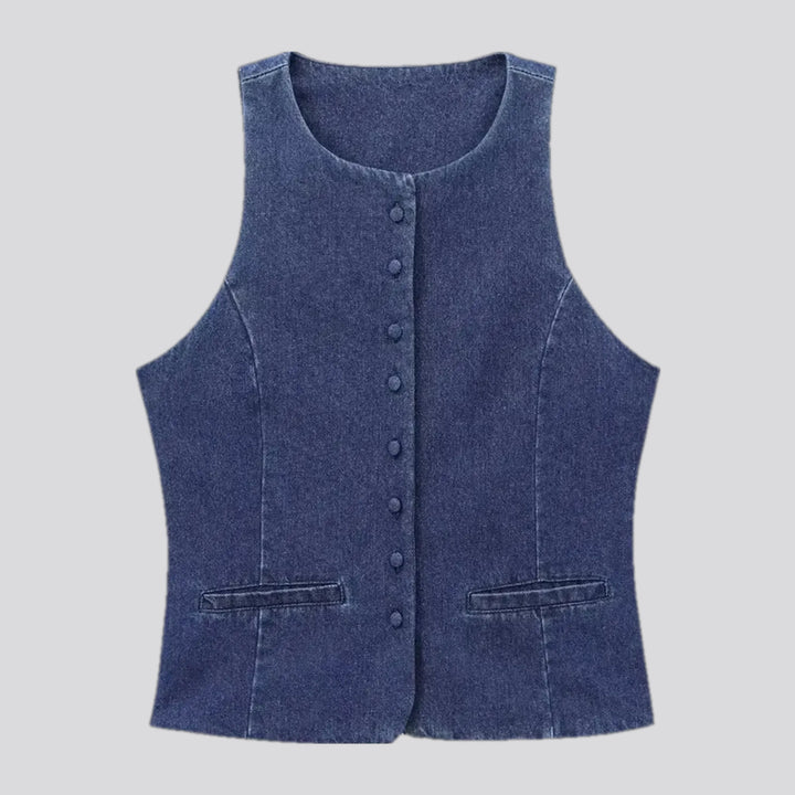 Trendy Crop Women's Denim Vest | Jeans4you.shop