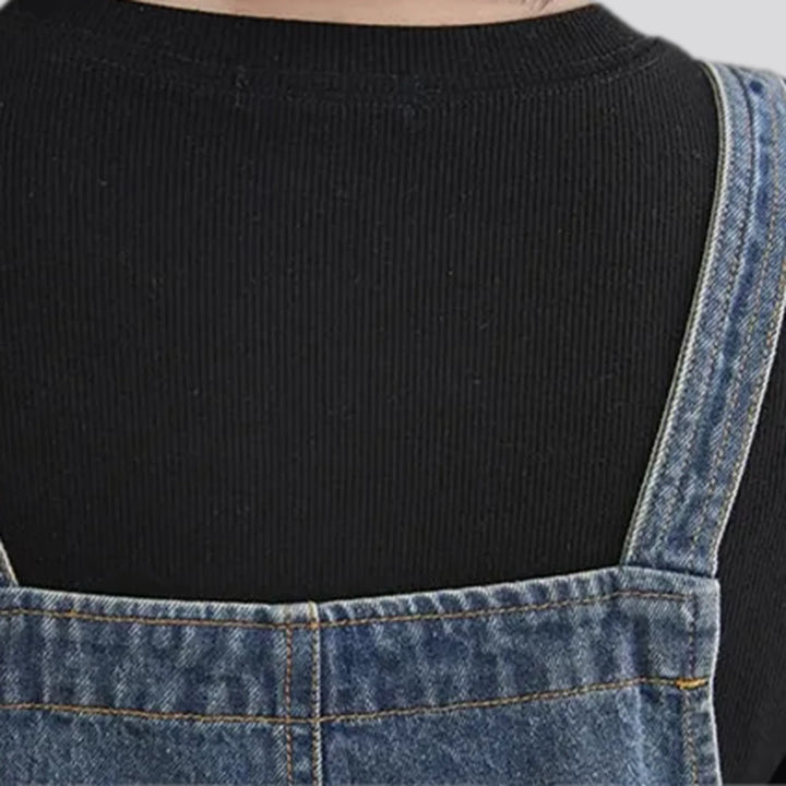 Stylish street art baggy jean dungaree for women