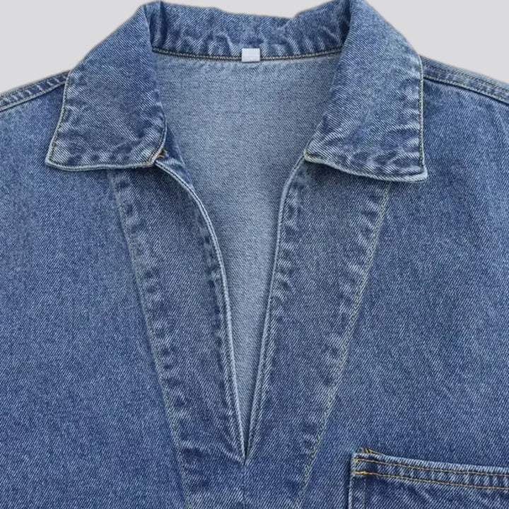 Casual stretchable jacket jeans shirt for ladies