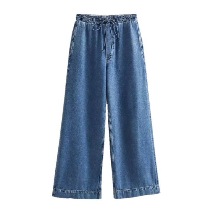 Elastic Waistband Fashion Women's Denim Culottes - Blue