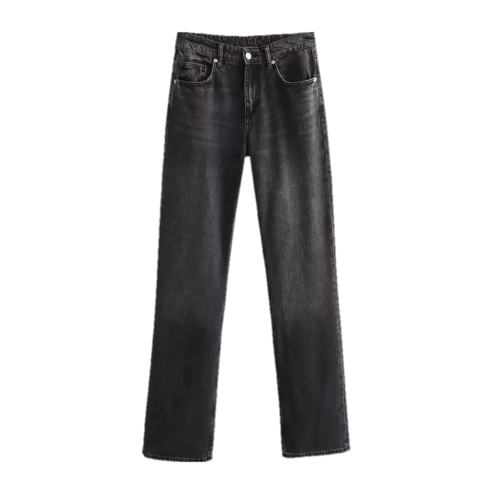 Casual Light Faded Lines Jeans for Women - Black