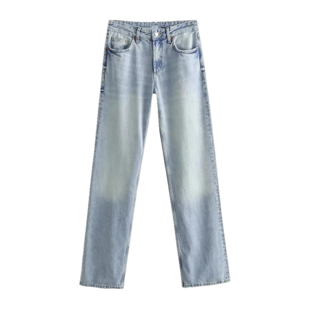 Casual Light Faded Lines Jeans for Women - Light Blue