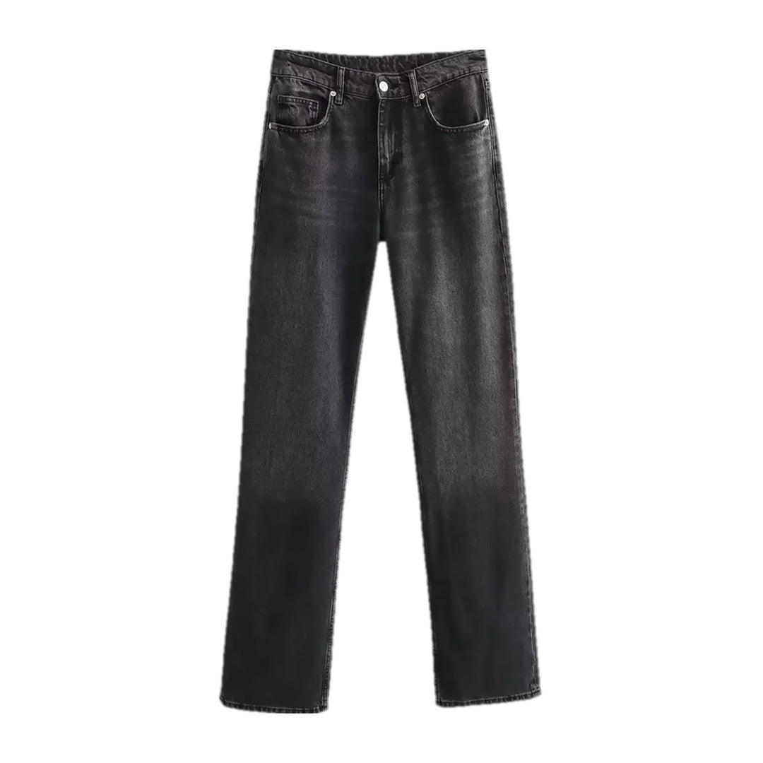 Faded Casual Jeans for Women - Black