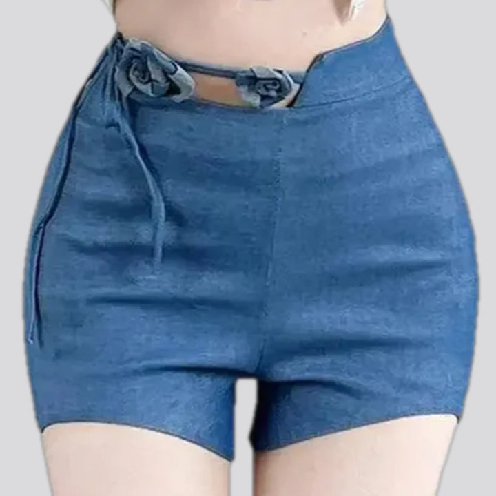 Fashionable high waist women's denim shorts