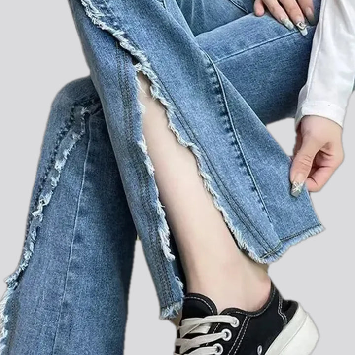 Boot-flare high-rise tassel jeans for ladies