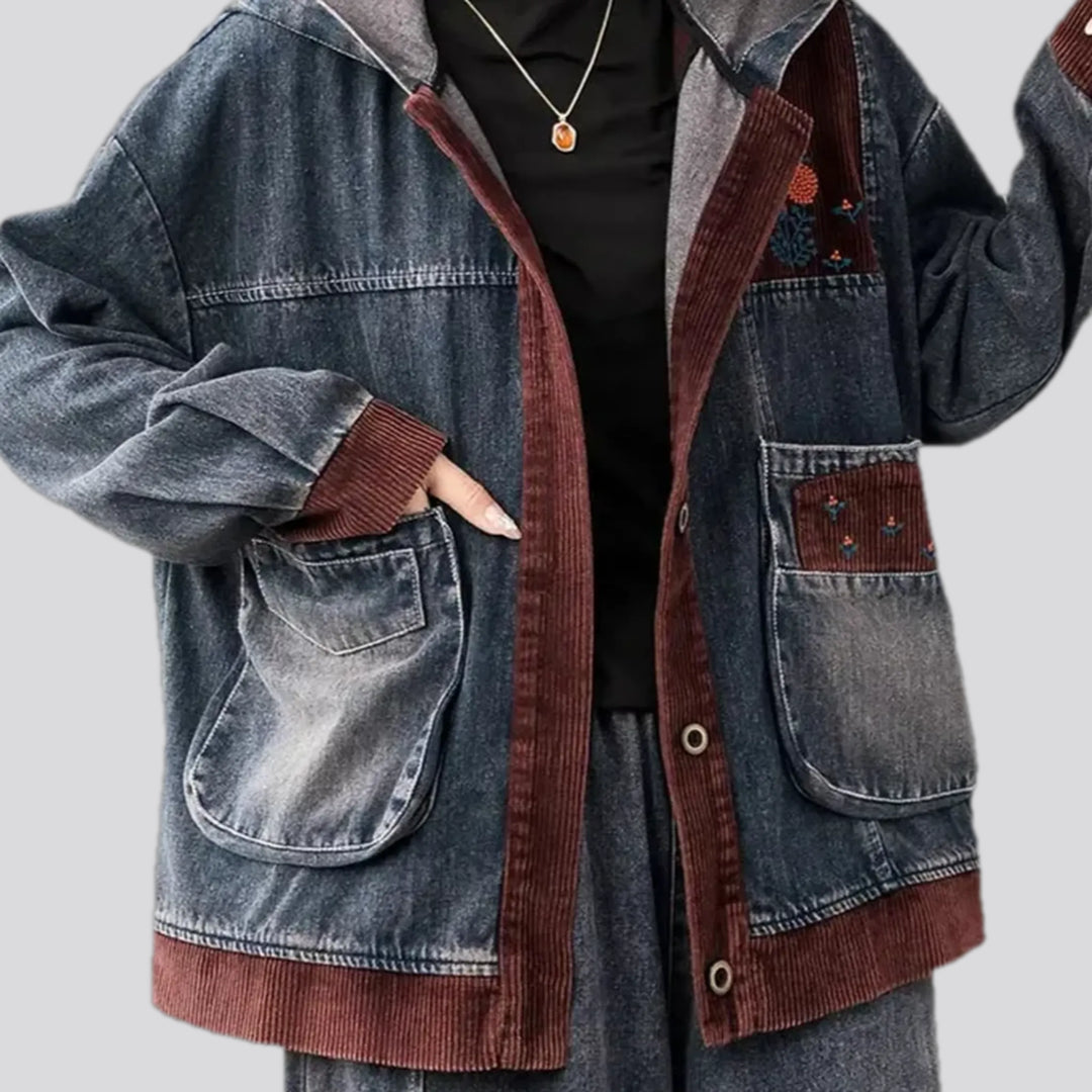 Boho street style oversized women's jean jacket