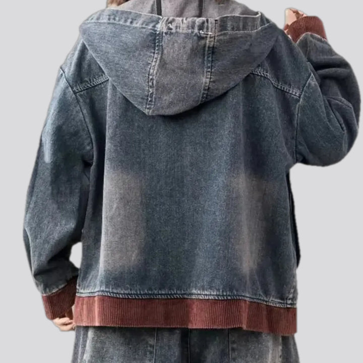 Boho street style oversized women's jean jacket