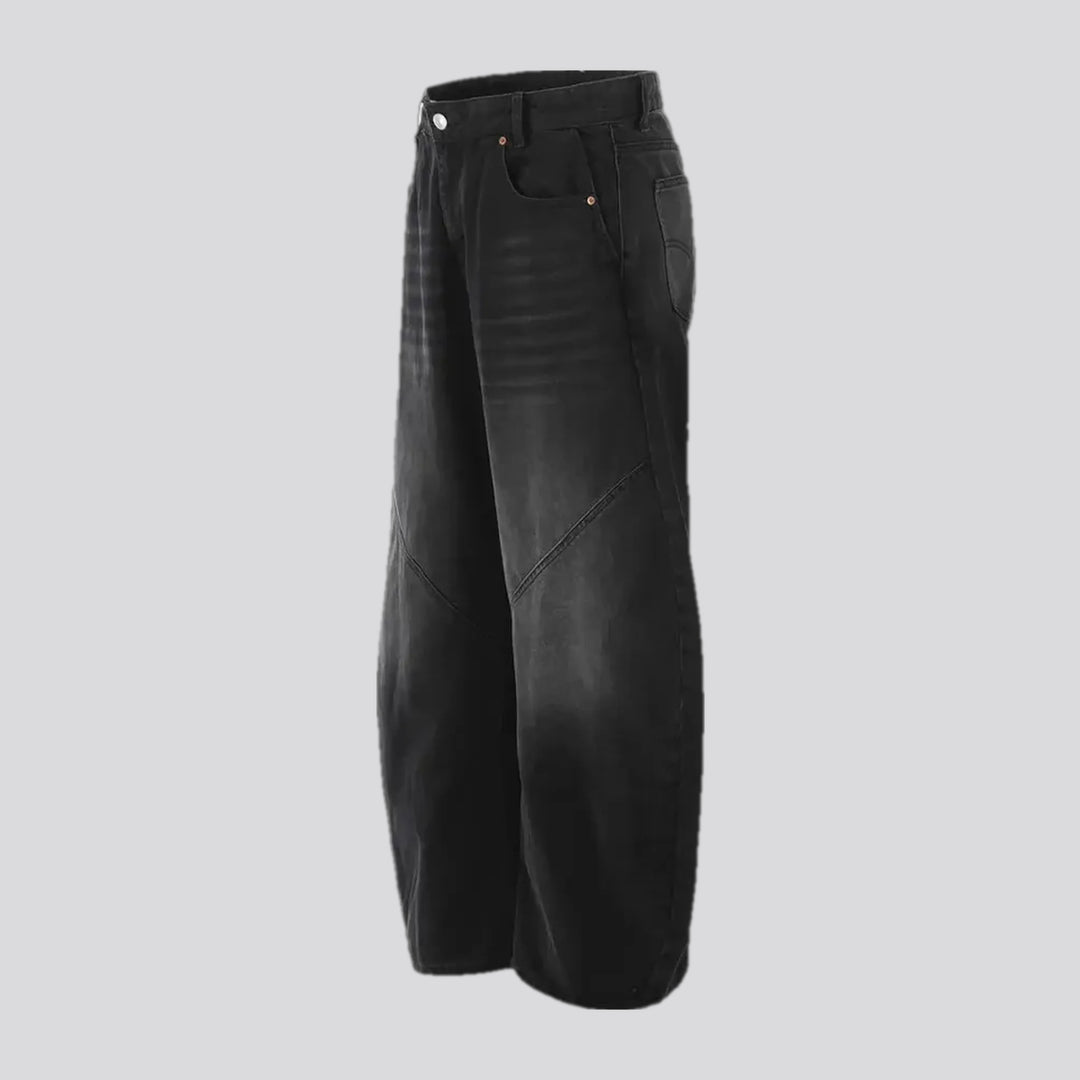 Whiskered seam detail men's denim pants