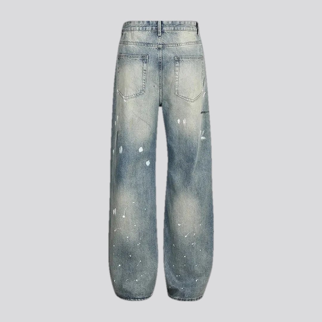 Light sanded fashion baggy men's jeans