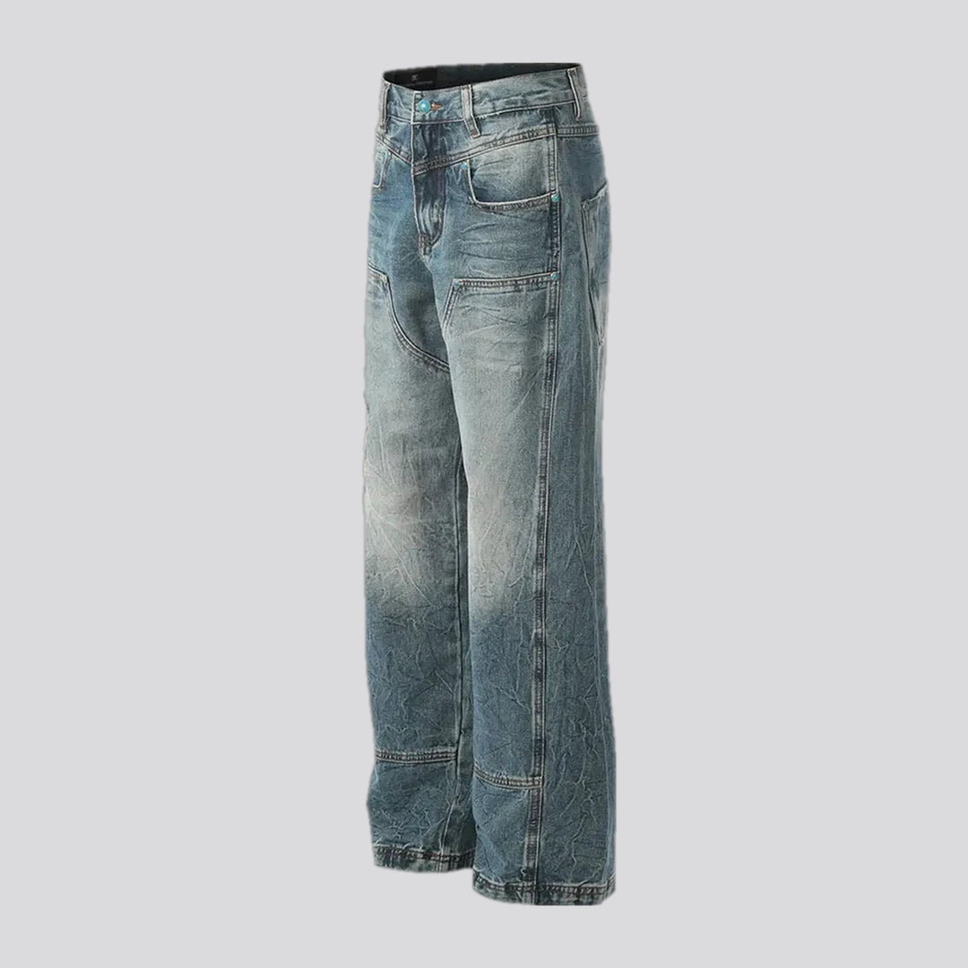 Stonewashed mid-rise men's jeans