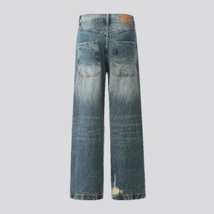 Stonewashed mid-rise men's jeans